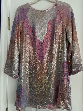 H&M Iridescent Sequin Scoop Neck Tunic – Pink, Silver, Gold. NWT